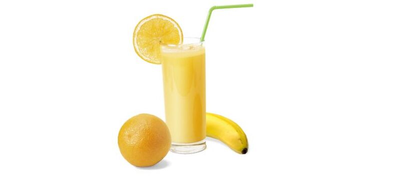 smoothie with banana and orange to drink